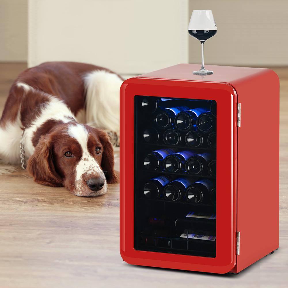 Single Zone 24Bottle Free Standing Wine Cooler with Digital Temperature Control in Red