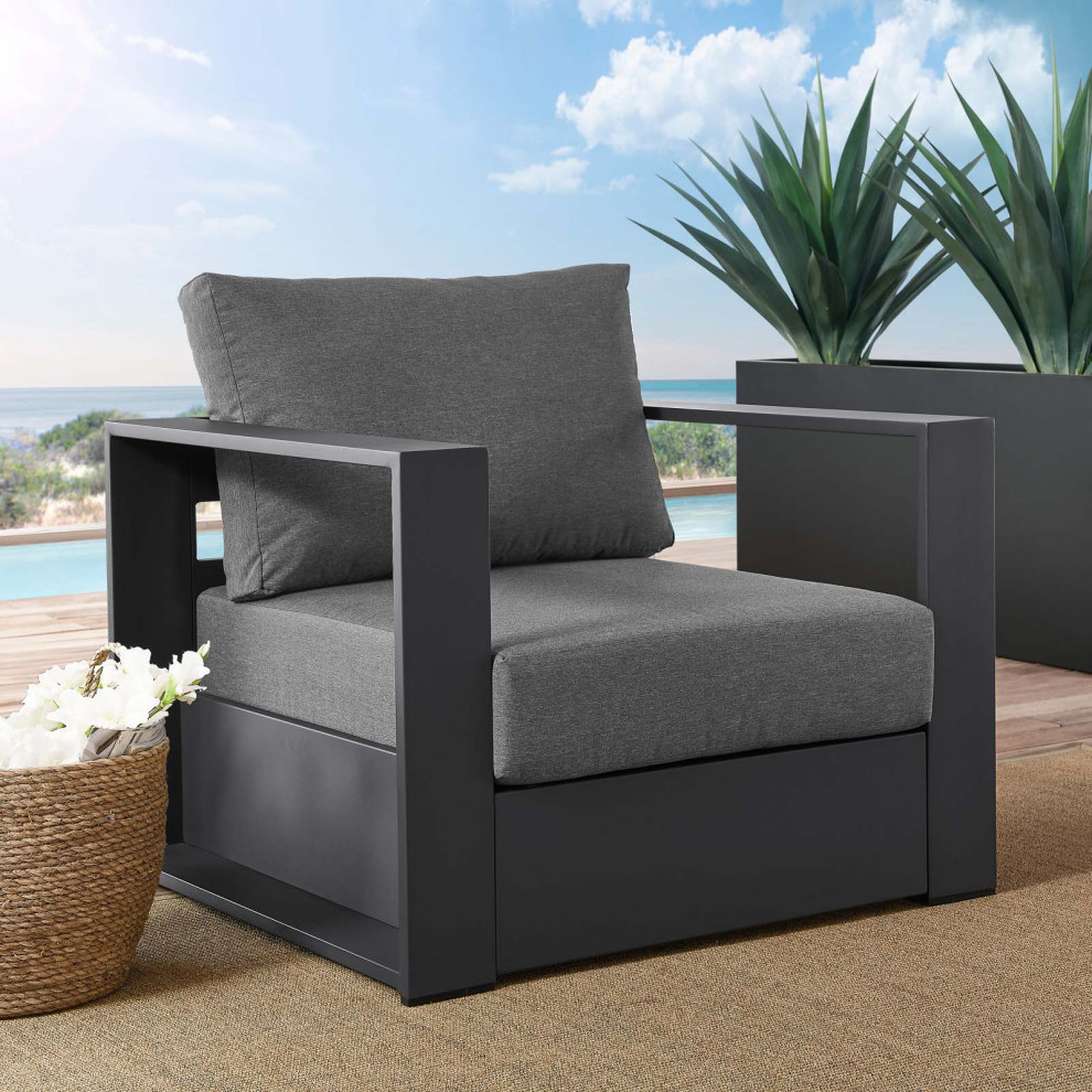 Lounge Chair Armchair  Aluminum  Modern  Outdoor Patio Hospitality   Transitional   Outdoor Lounge Chairs   by House Bound  Houzz