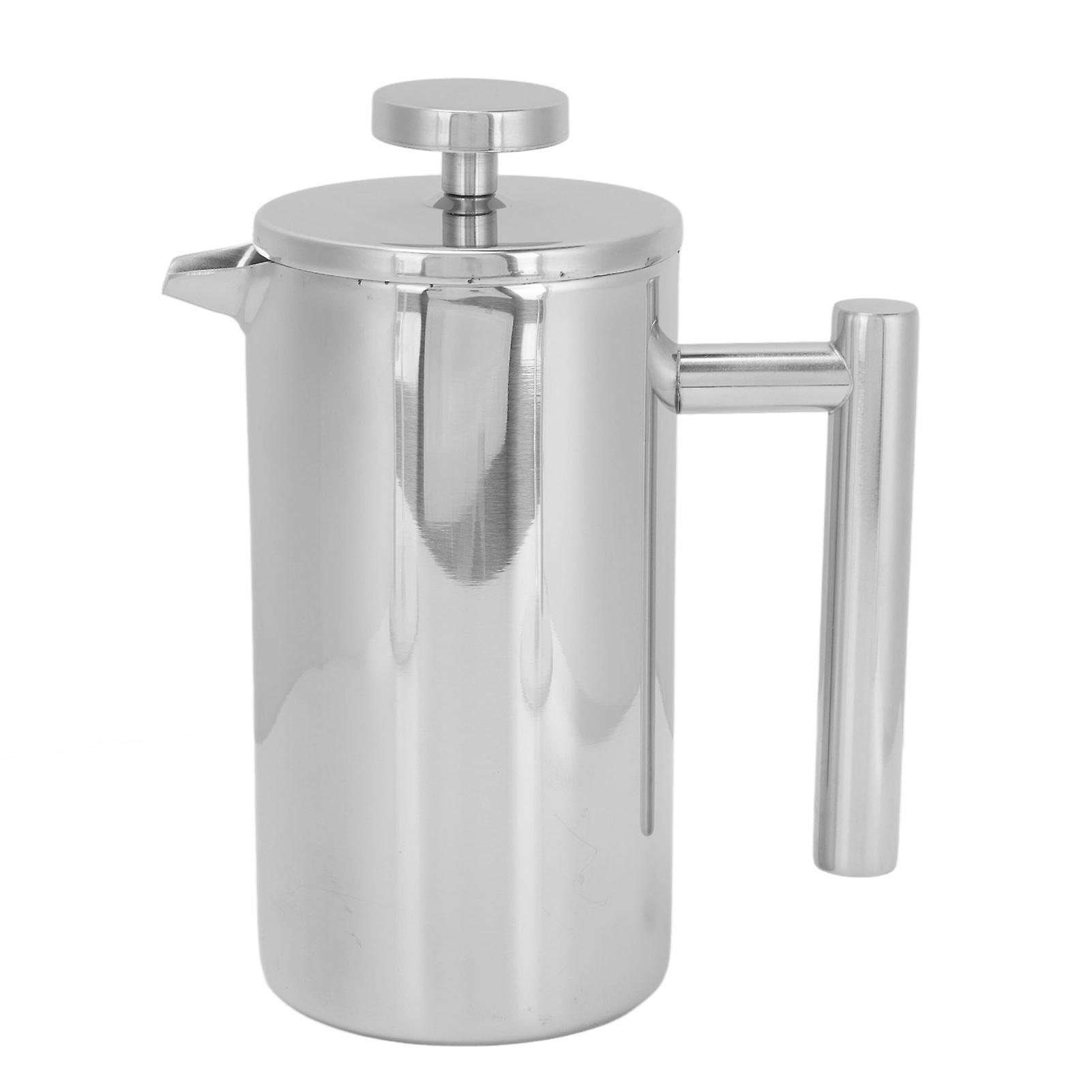 French Press Pot Stainless Steel Double Layer Portable French Press Coffee Maker for Home Outdoor Camping Travel 350ml