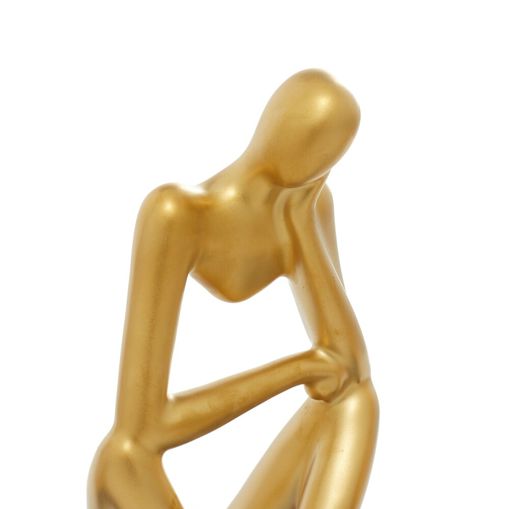 CosmoLiving by Cosmopolitan Silver or Gold Porcelain Sitting Thinker People Sculpture (Set of 3)