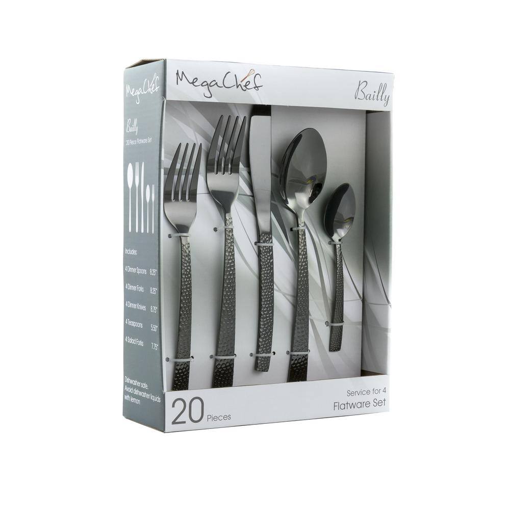 MegaChef Baily 20-Piece Black Stainless Steel Flatware Set (Service for 4) 985112455M