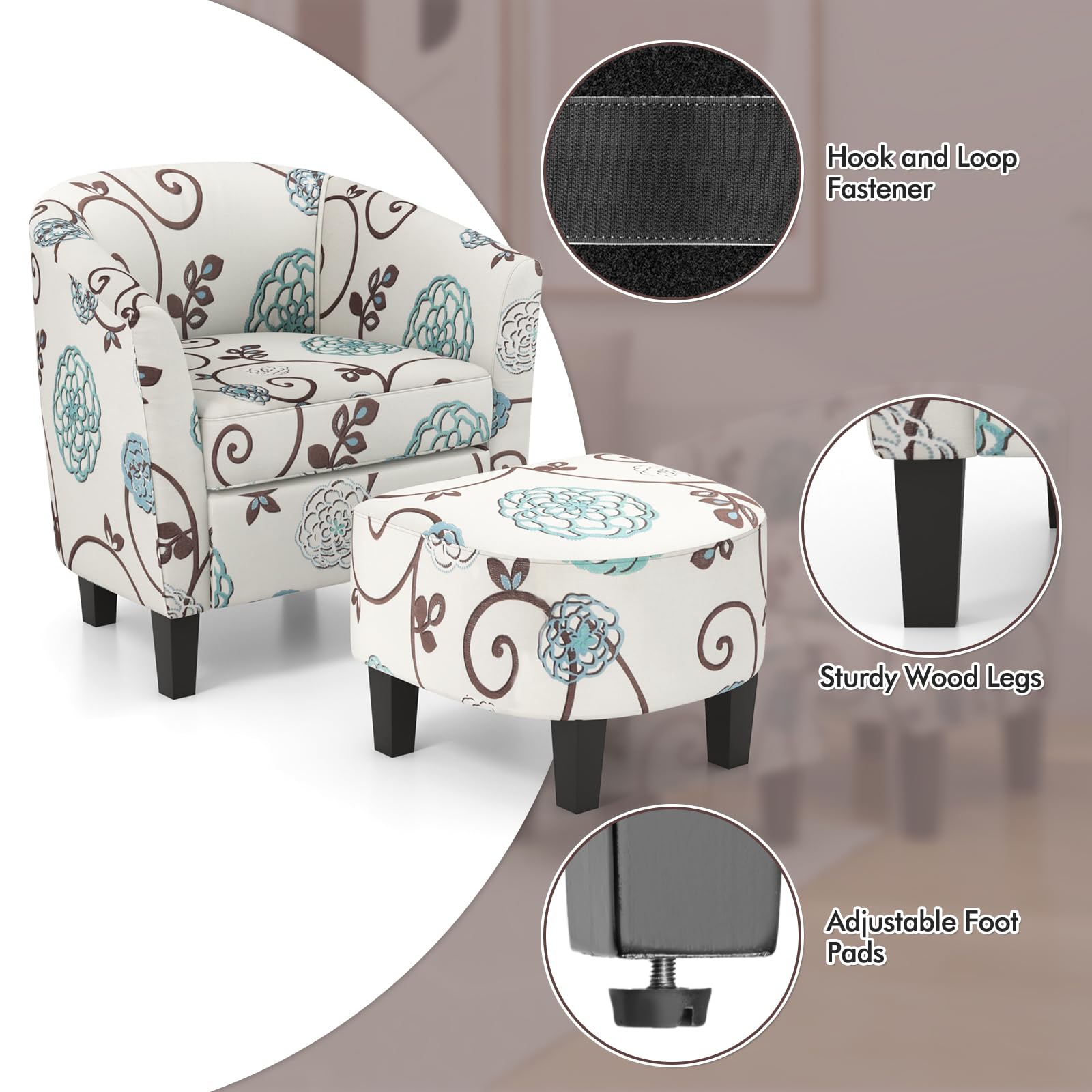 Giantex Small Accent Chair with Ottoman Set