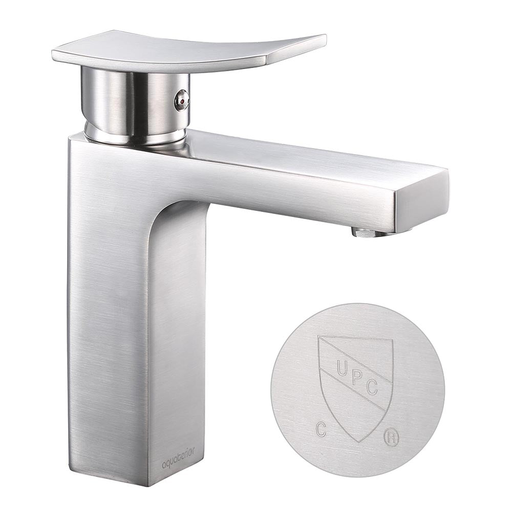 Aquaterior Bathroom Faucet Single Hole Square 1-Handle Cold Hot 7.5