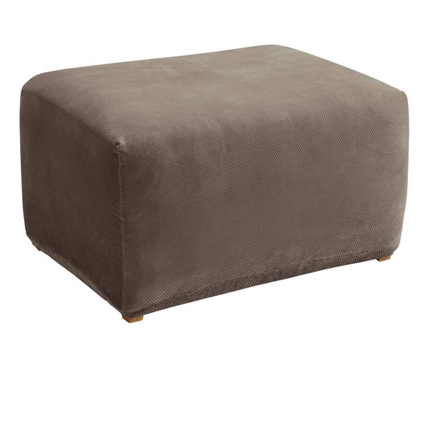 Stretch Pique Ottoman Slipcover Taupe Sure Fit