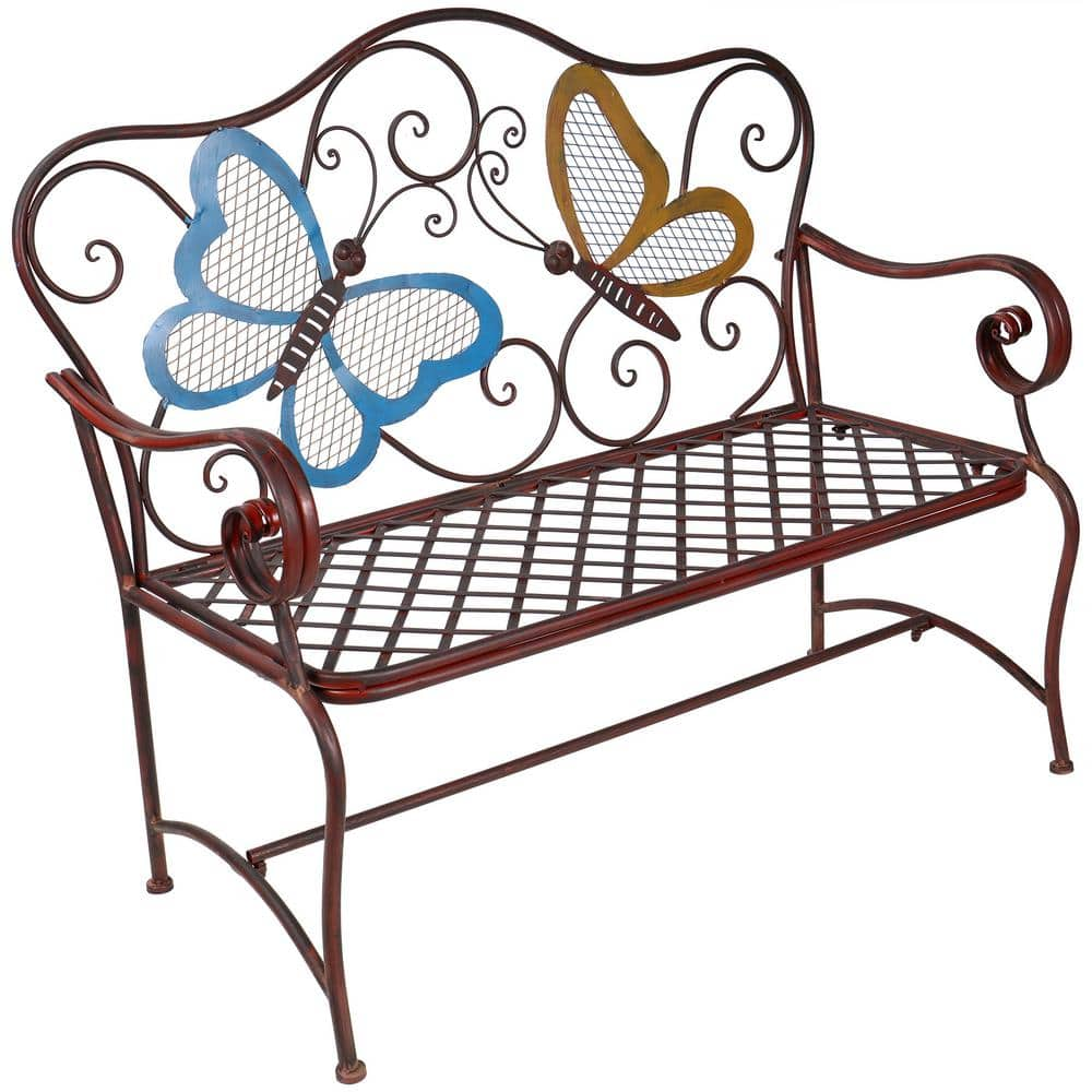 Alpine Corporation 45 in. x 23 in. Outdoor 2-Person Butterfly Garden Bench BVK546