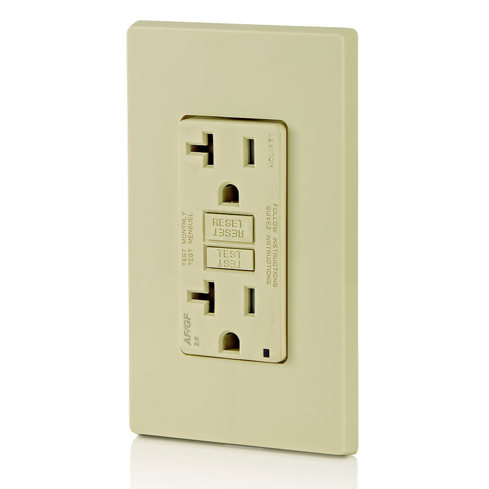 Leviton SmartlockPro Outlet 20A 125V Ivory AFCI/GFCI 2 Function Outlet ;