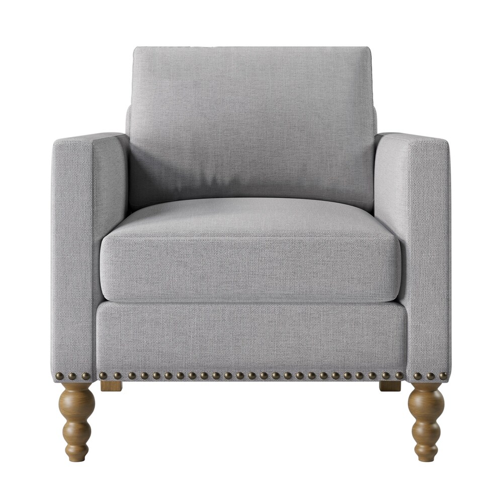 Linen Armchair Accent Chair  Single Sofa Couch with Bronze Nailhead Trim