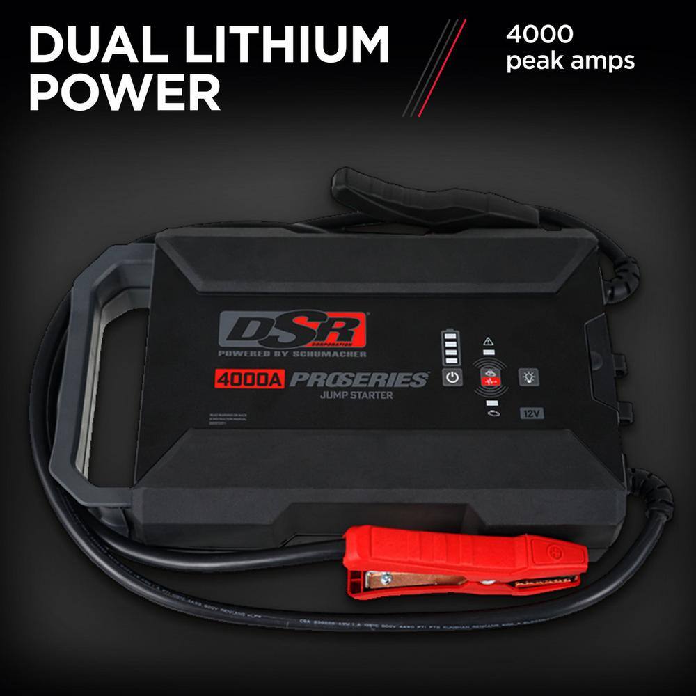 Schumacher Electric DSR ProSeries Automotive 12-Volt 4000 Peak Amp Lithium Jump Starter and Portable Power Station DSR164