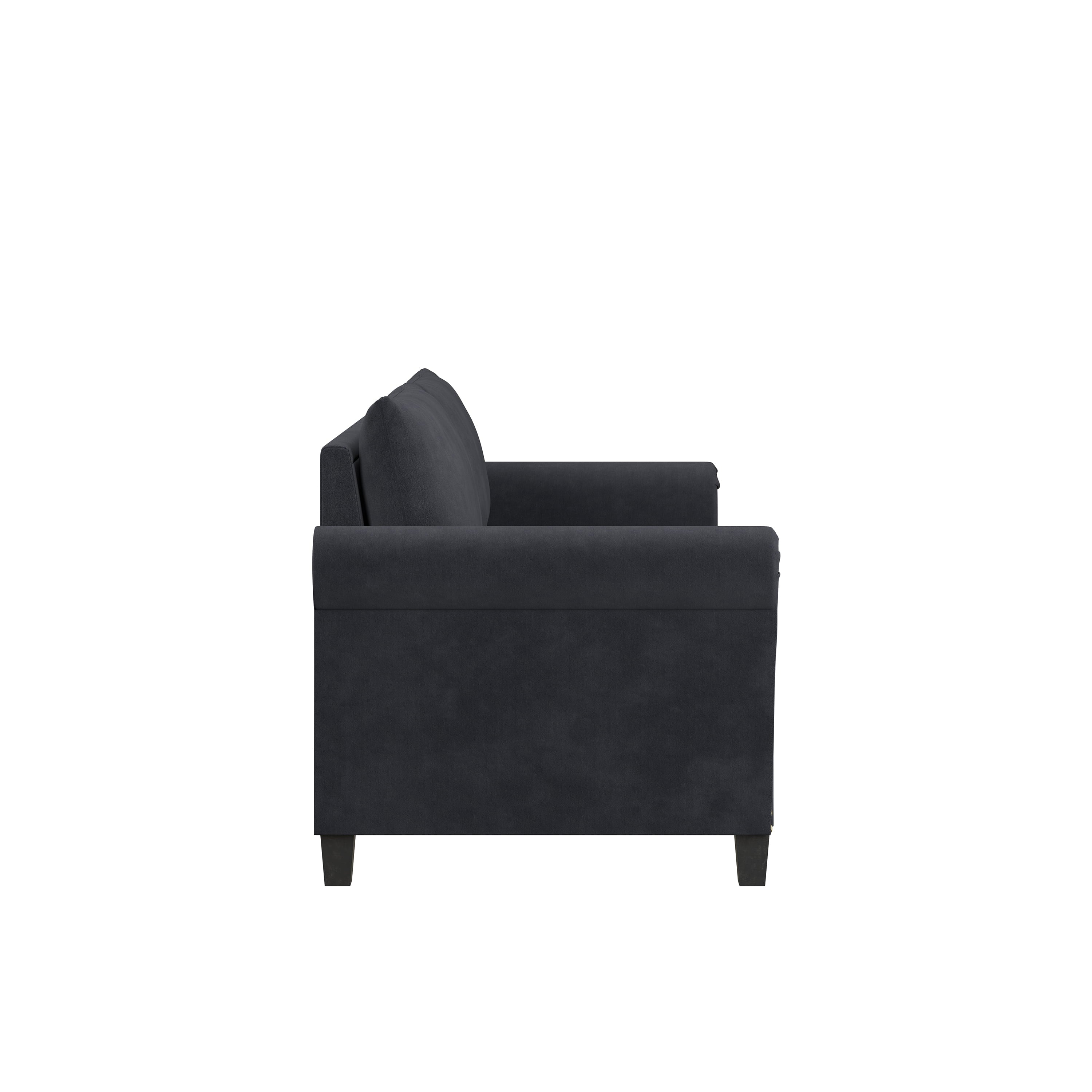 Lifestyle Solutions Fallon Sofa with Nail Head Trim, Charcoal Microfiber