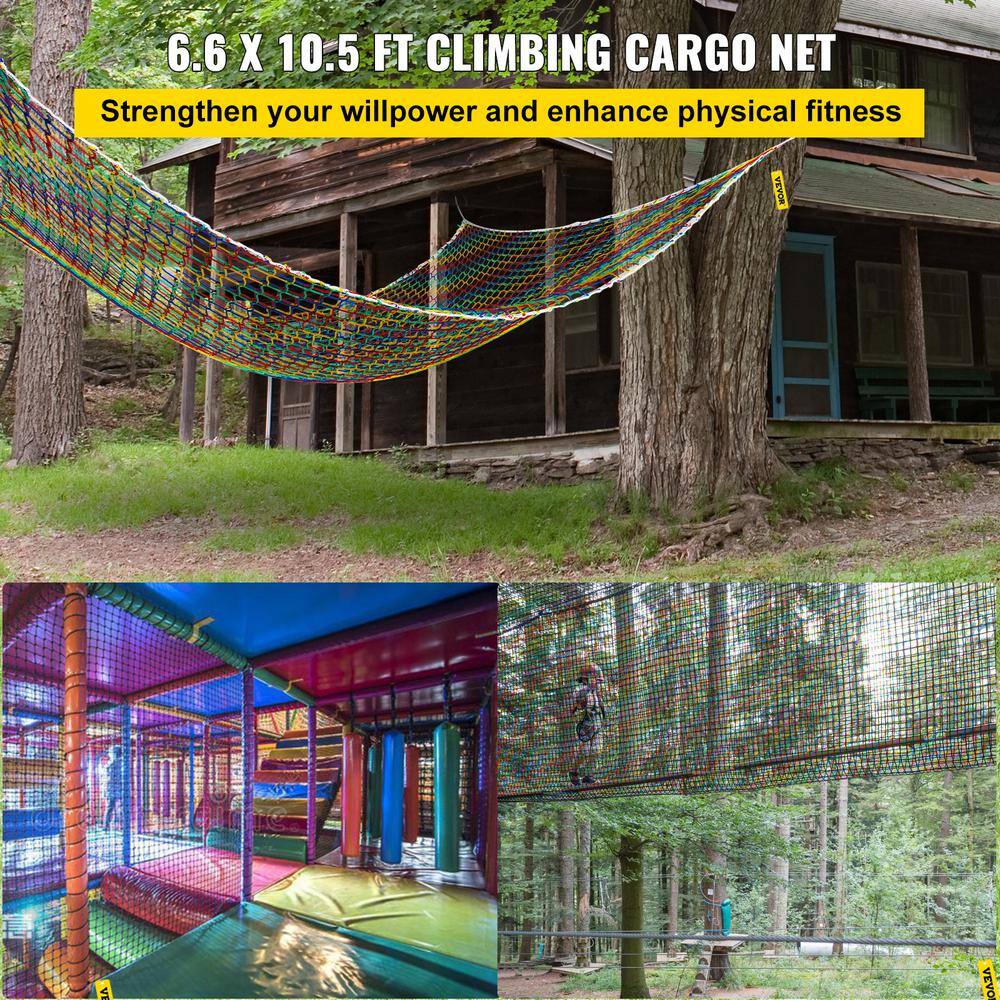 VEVOR Climbing Cargo Net 6.6 x 10.5 ft. Polyester Double Layers Rope Bridge w500 lbs. Weight Capacity Climbing Rope for Kid SCPPWC6.5X9.89T71V0