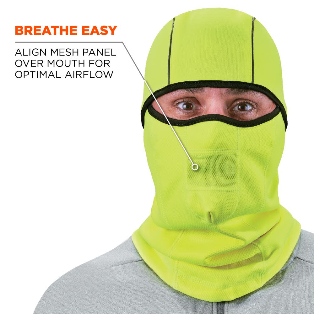 Ergodyne N Ferno 6823 Balaclava Face Mask Windproof Hinged Lime