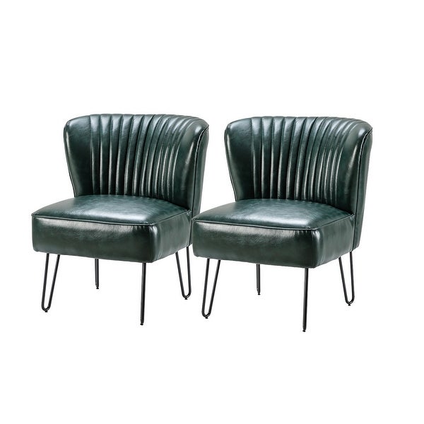 Donia Modern Faux Leather Side Chair with Metal Legs Set of 2 by HULALA HOME