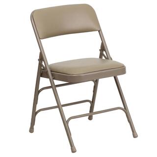 Flash Furniture Beige VinylBeige Frame Metal Folding Chair (4-Pack) CGA-HF-5867-BE-HD