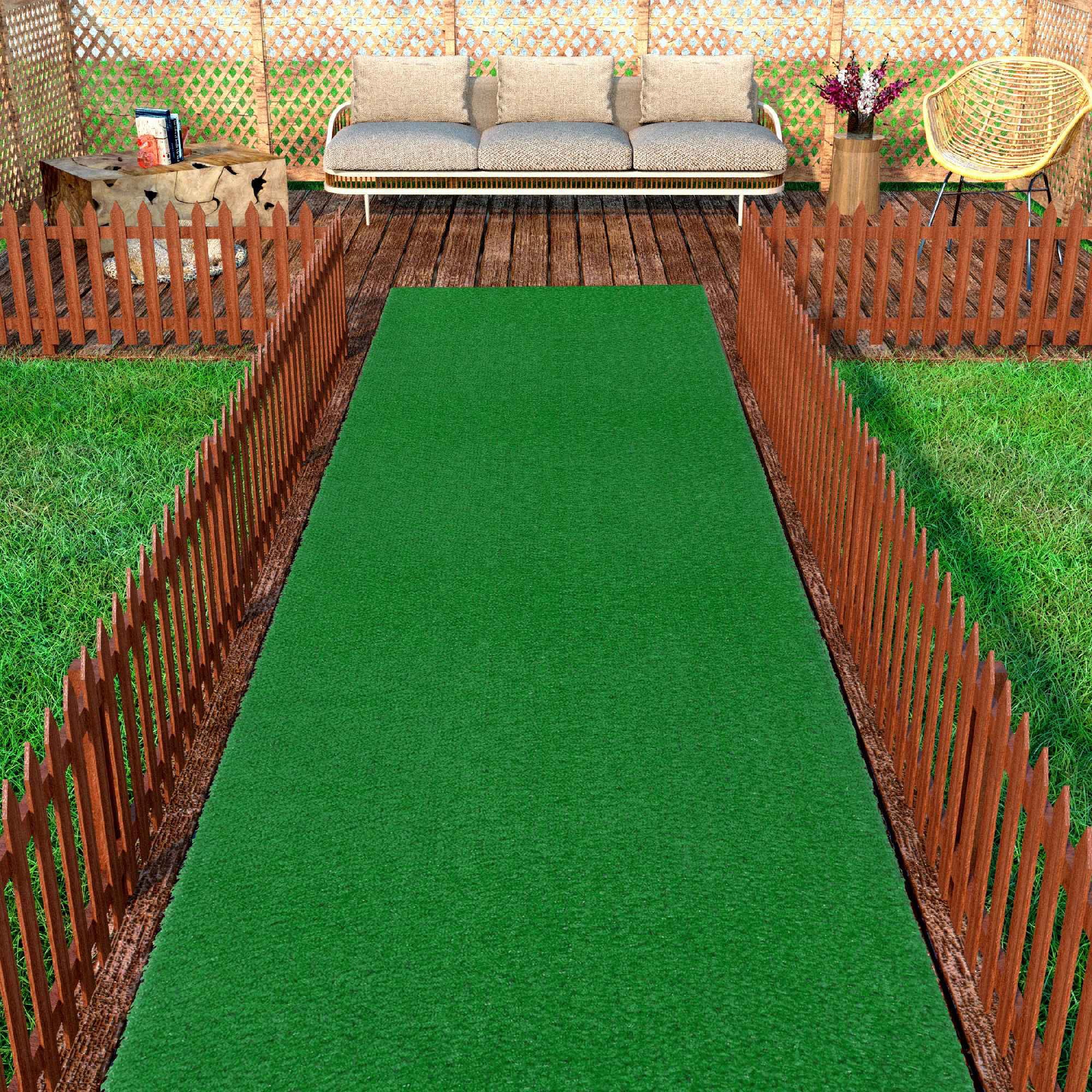 Sweet Home Stores Meadowland Waterproof Solid Grass 3x7 Indoor/Outdoor Artificial Grass Runner Rug, 2'11