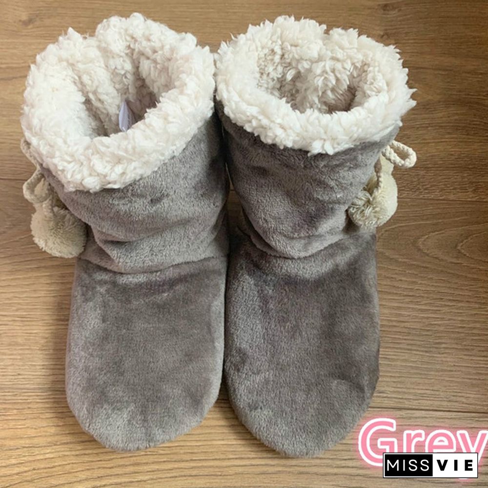 Women Indoor Slippers Warm Plush Lovers Home Slipper Soft Winter Warm House Slippers Velvet Ball Women Bedroom Slippers