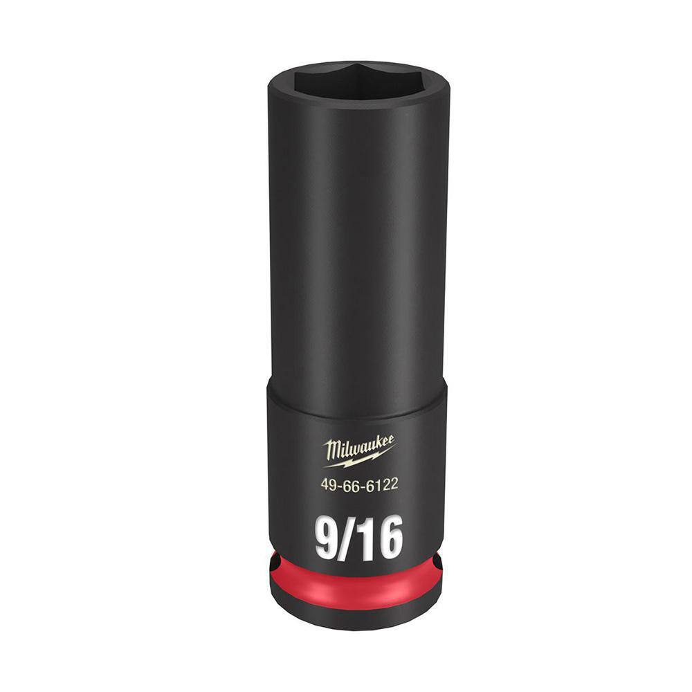 MW SHOCKWAVE 38 in. Drive 916 in. Deep 6 Point Impact Socket (1-Pack) 49-66-6122