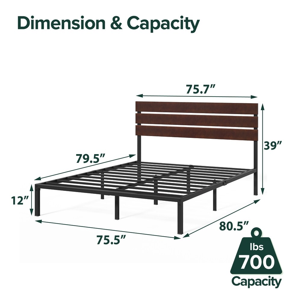 Priage by ZINUS Coffee Bean Bamboo and Metal Platform Bed Frame