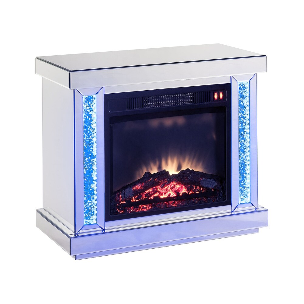 ACME Noralie Fireplace in LED  Mirrored and Faux Diamonds