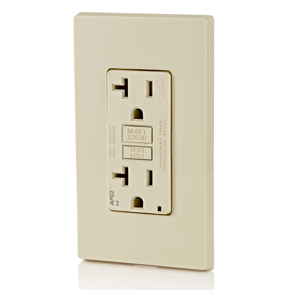 Leviton SmartlockPro AFCI Outlet 20A 125V Duplex Light Almond