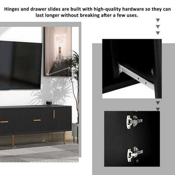 Modern TV Stand with 5 Champagne Legs