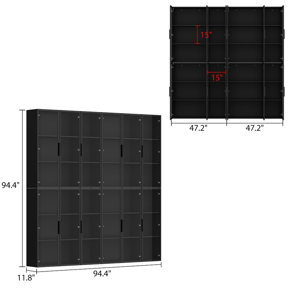 Large Modern Modular Storage Cabinet with Lighting Curio Display