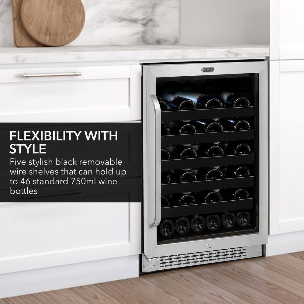 Whynter 24 in. 46-Wine Bottle Built in Undercounter Stainless Steel Wine Refrigerator BWR-408SB