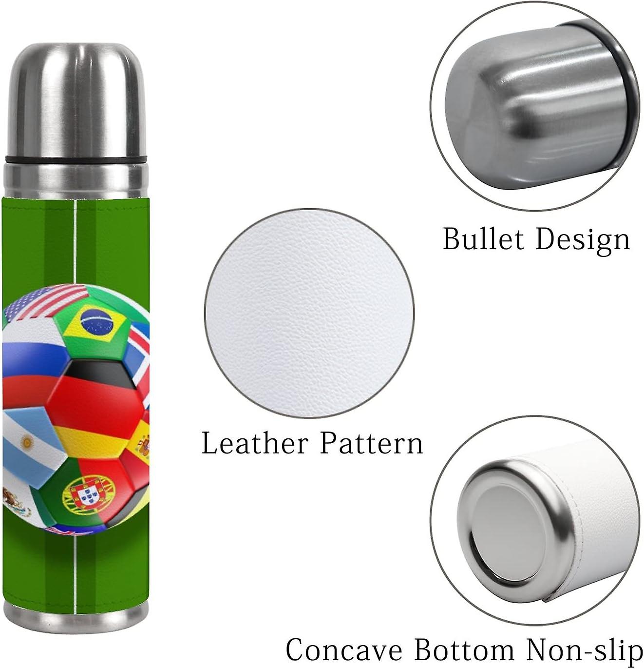 Insulated Mug Stainless Steel Water Bottle Soccer Ball With Russia Flag Vacuum Cup Travel Mug For School Office