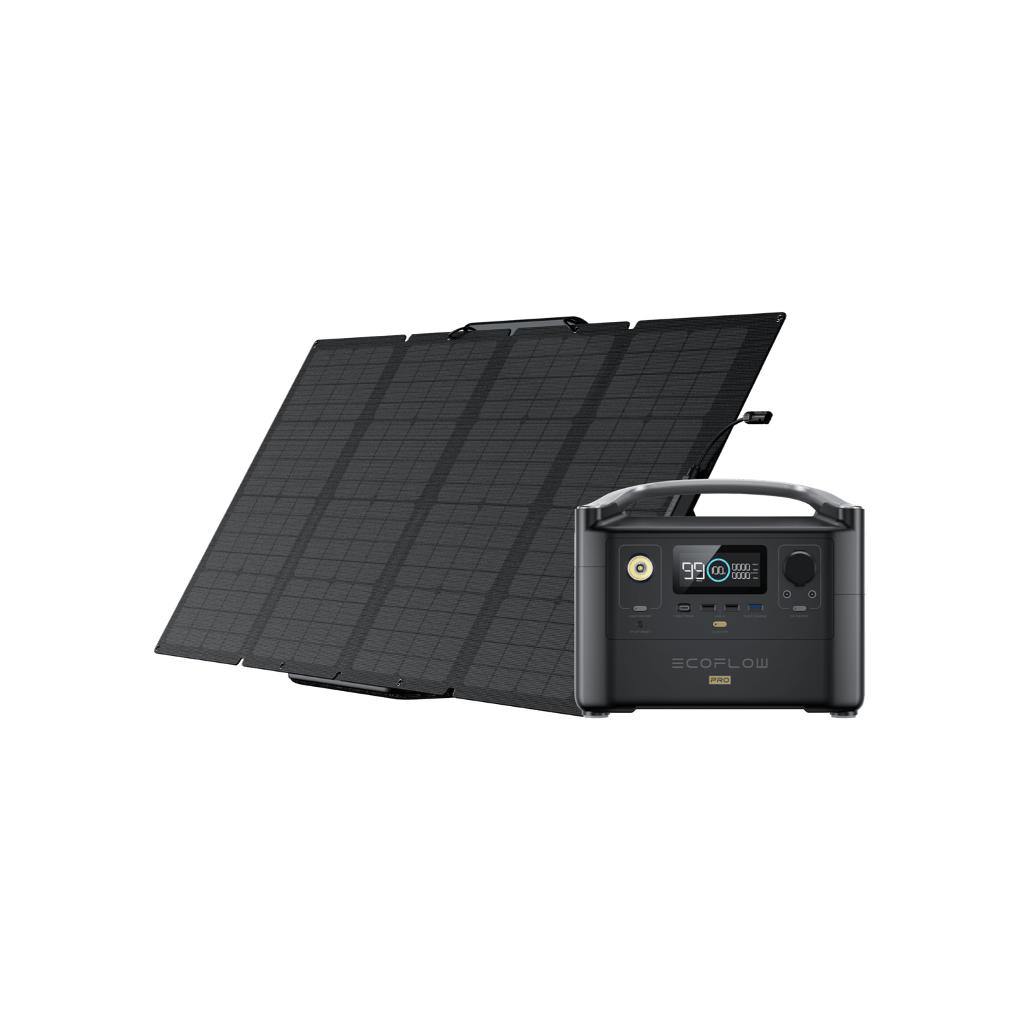 EcoFlow RIVER Pro + 160W Portable Solar Panel - Power Multiple Devices, for Camping, RV, Outdoors, Off-Grid