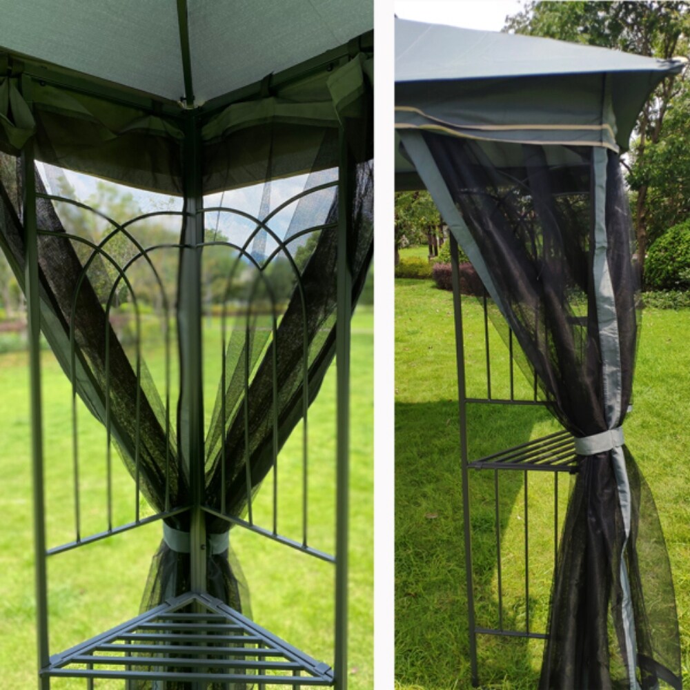 Outdoor Patio Gazebo Canopy Tent With Ventilated Double Roof And Mosquito Net  Suitable for Lawn