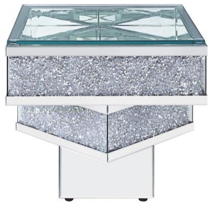 Contempo Glass And Bling End Table   Contemporary   Side Tables And End Tables   by HomeRoots  Houzz