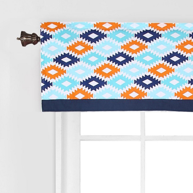 Bacati Liam Aztec Print Aqua orange navy Window Valance