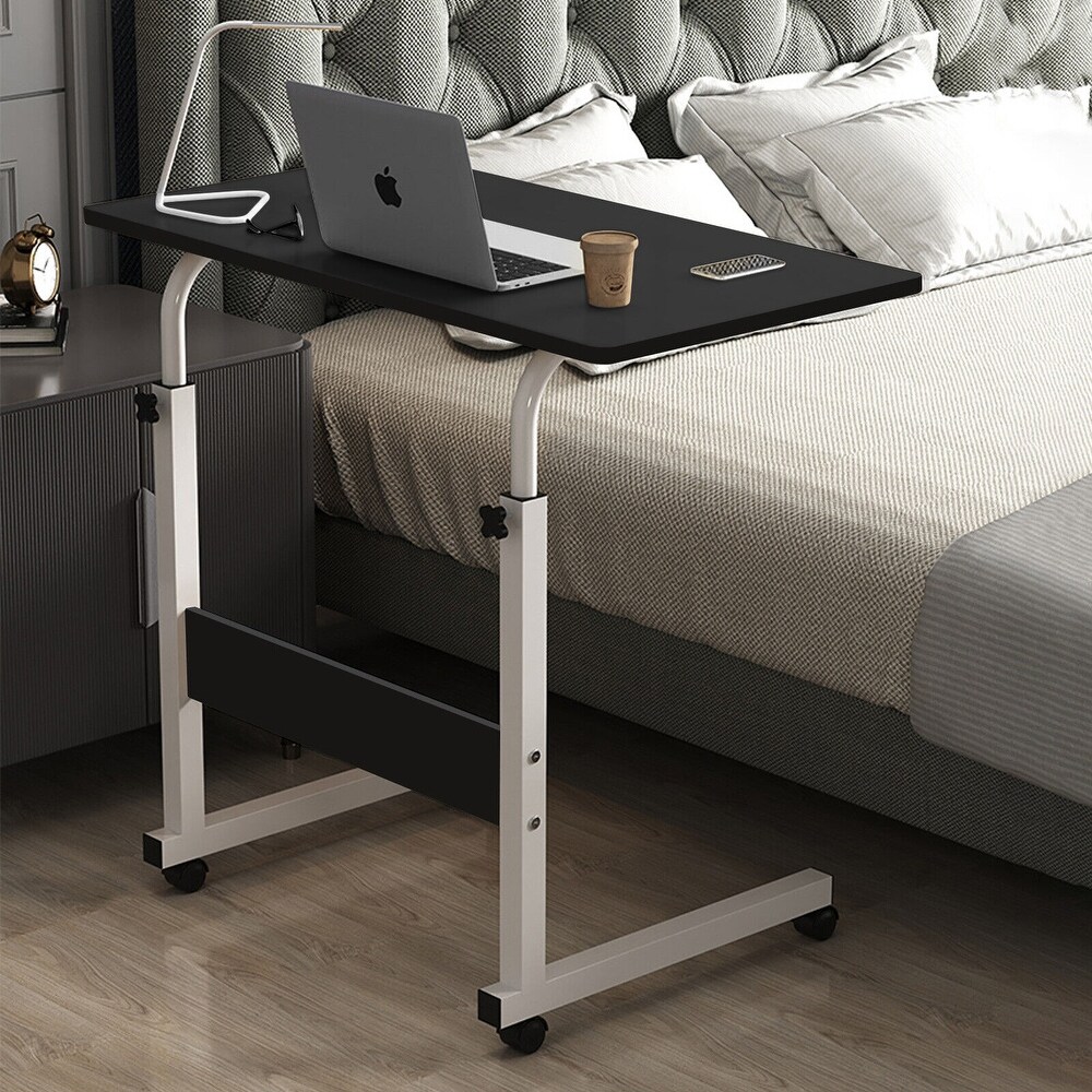 Adjustable Height C Shaped End Table Mobile Laptop Desk Rolling Stand   23.6\