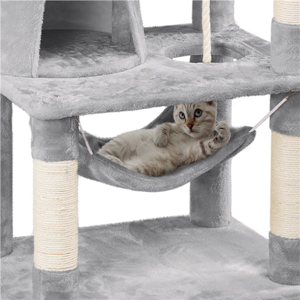 Topeakmart 62.2''H Multi Level Cat Tree Tower with Condos Foam-Padded Perches， Light Gray