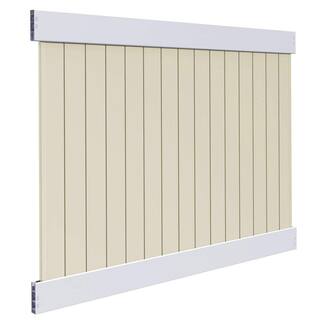 Veranda Roosevelt 6 ft. H x 8 ft. W Two-Toned White and Sand Vinyl Privacy Fence Panel Kit 73024519