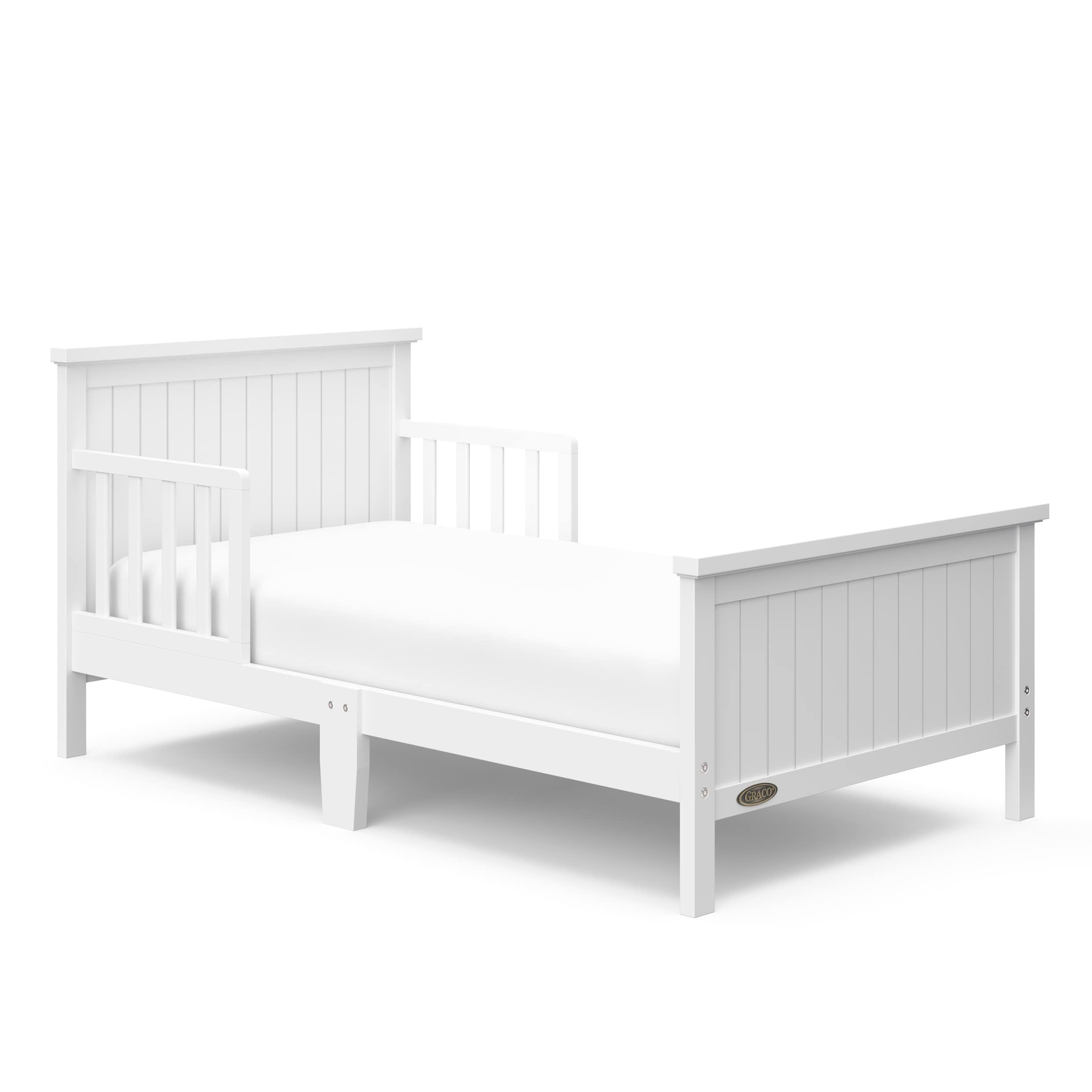 Graco Bailey Wood Single Toddler Kids Bed, Guardrails Included White