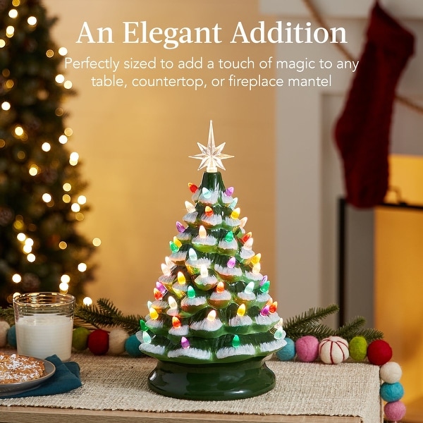 PreLit Ceramic Tabletop Christmas Tree with Lights