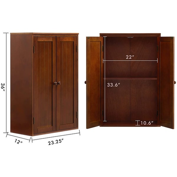 Wood Wall Storage Cabinet with Adjustable Shelf and Double Doors