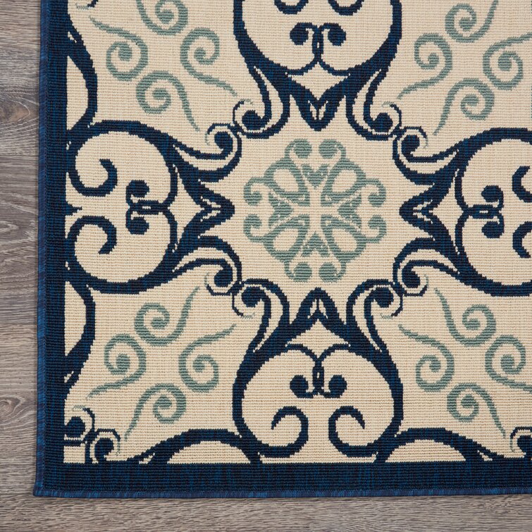 Adelene Navy Blue/Beige Indoor/Outdoor Rug