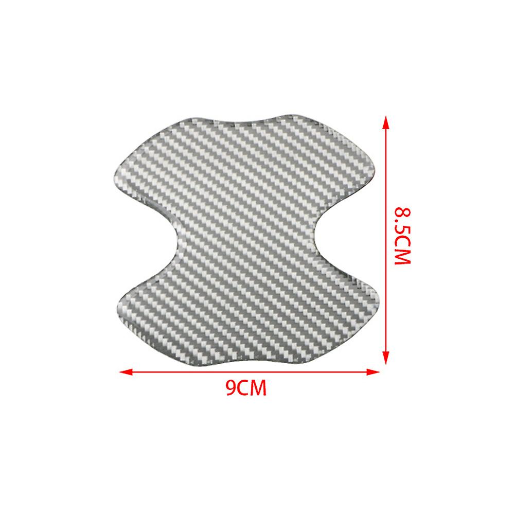 4pcs Car Door Bowl Protector Stickers Protection Carbon Fiber Pattern Wrap Decal Waterproof Anti-scratch Stickers Covers Silver