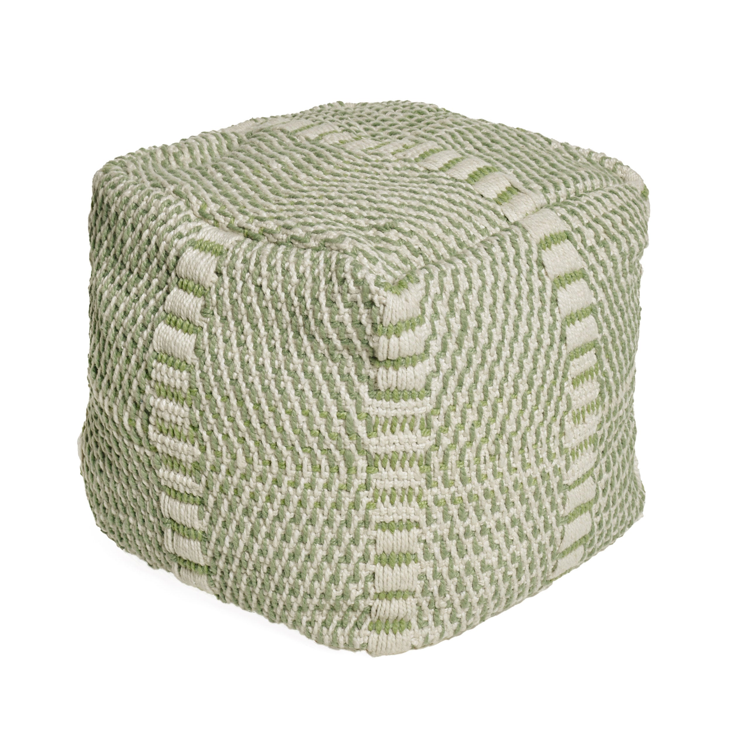 Dexter Indoor Handcrafted Boho Water Resistant Cube Pouf