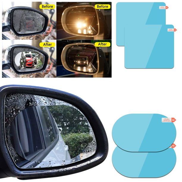 4pcs Car Rearview Mirror Film， EEEkit Car Side View Mirror HD Nano Film， Anti Fog Glare Rainproof Mirror Window Film for Car Side Mirrors Windows， Protective Film Sticker Drive Safely for Cars