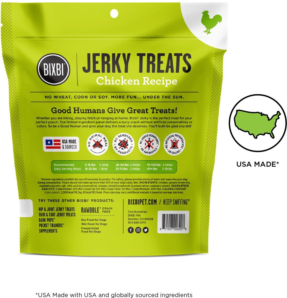 BIXBI Jerky Treats Chicken Recipe Dog Treats