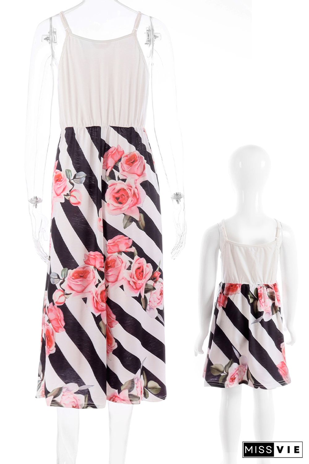 Striped Print Mother-daughter Dress Wholesale