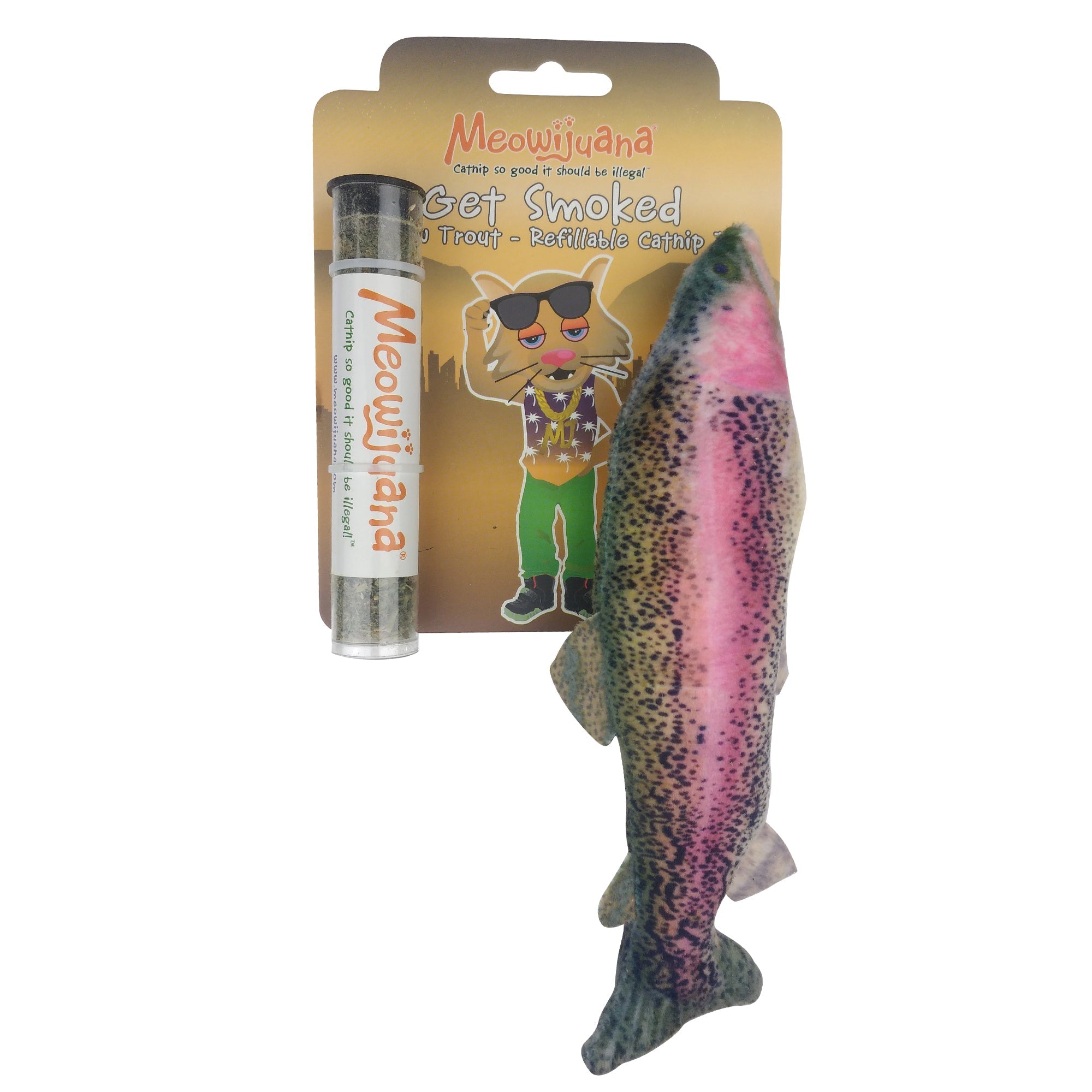 Meowijuana Get Smoked! Fish Cat Toy With Refillable Catnip