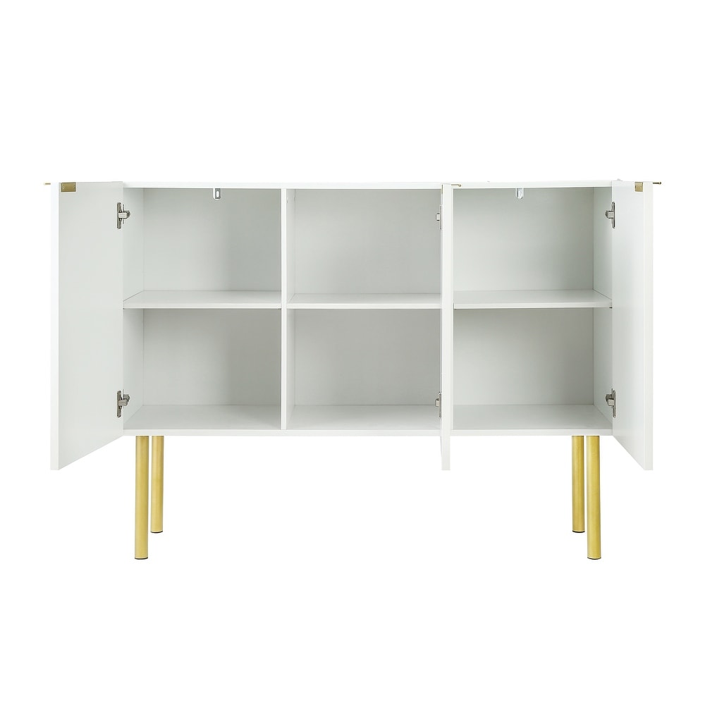 Sideboard Particle Board   MDF Board Cabinet with Gold Metal Legs   Handles  Adjustable Shelves for Living Room  Dining Room