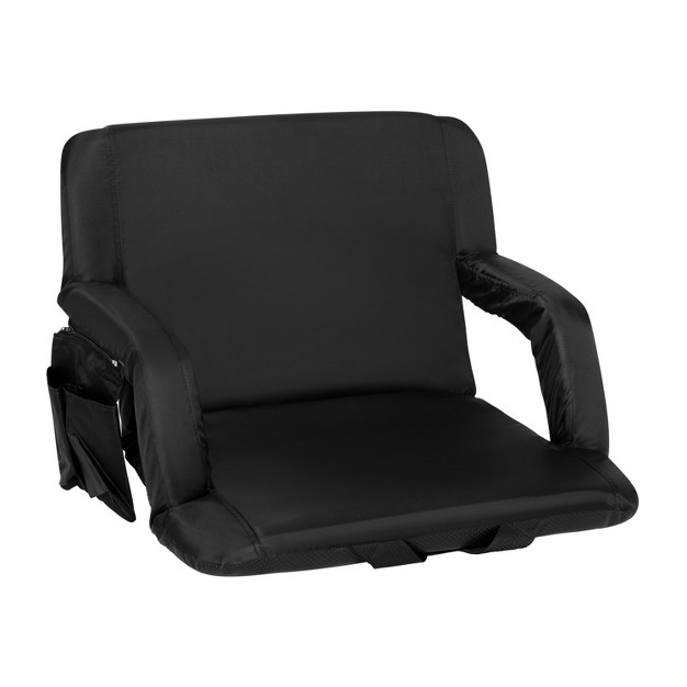 Flash Furniture Extra Wide Lightweight Reclining Stadium Chair With Armrests Padded Back amp Seat With Dual Storage Pockets And Backpack Straps