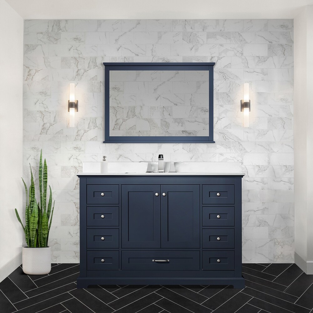 Dukes 48 in. W x 22 in. D Navy Blue Single Bath Vanity and White Quartz Top