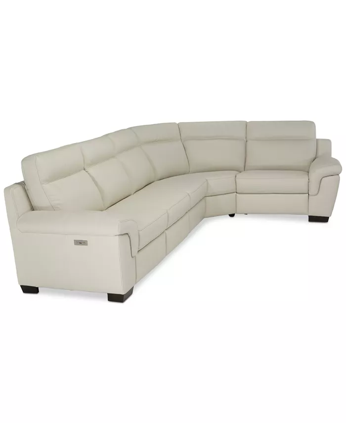 Furniture Julius II 5-Pc. Leather Sectional Sofa With 3 Power Recliners Power Headrests and USB Power Outlet