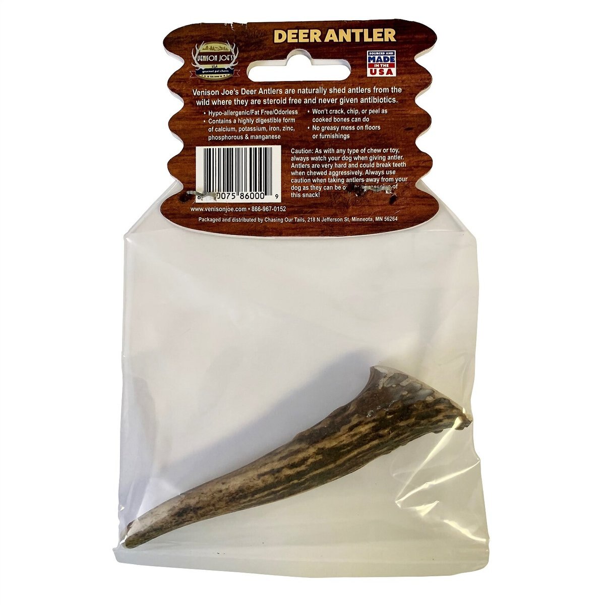 Venison Joe's Deer Antler Dog Treat， Small