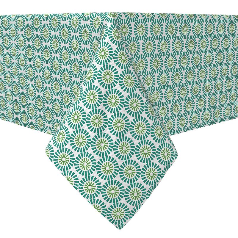 Square Tablecloth， 100% Cotton， 60x60， Geometric Style Flowers